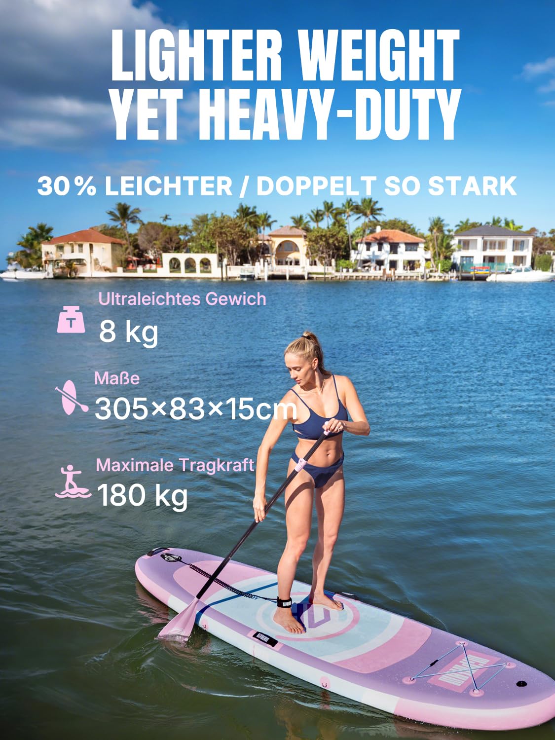 Niphean Stand up Paddling Board,305cm SUP mit Anfängergeeignet Balancierflügel und Strapazierfähigem Zubehör, Inflatable Paddle Boards for Adults, Multifunktionales Yoga Paddleboard