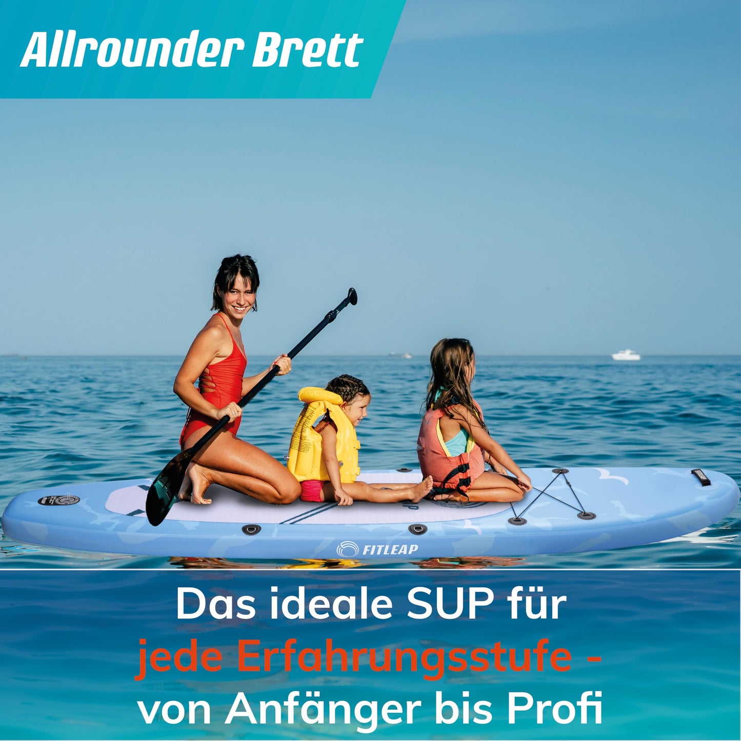 Fitleap Premium Stand Up Paddle Board aufblasbar - SUP Board Set mit Hochdruckpumpe, verstellbarem Paddel und Rucksack - Ideal für Anfänger und Profis - Perfekt für Yoga, Surfen und Wassersport