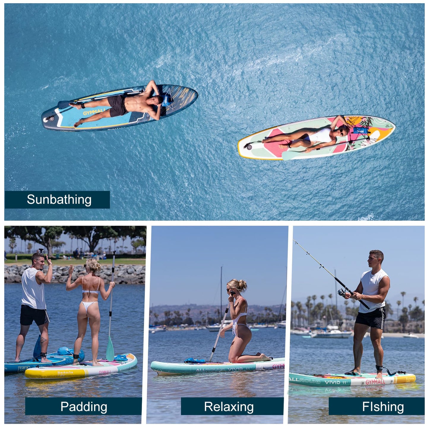 GYMMALL Stand Up Paddling Board, aufblasbares Sup Board für Erwachsene und Jugendliche aller Könnensebenen, Blow Up Paddleboards mit breiter, rutschfester Deck, Premium-Zubehör und Aufbewahrungstasche