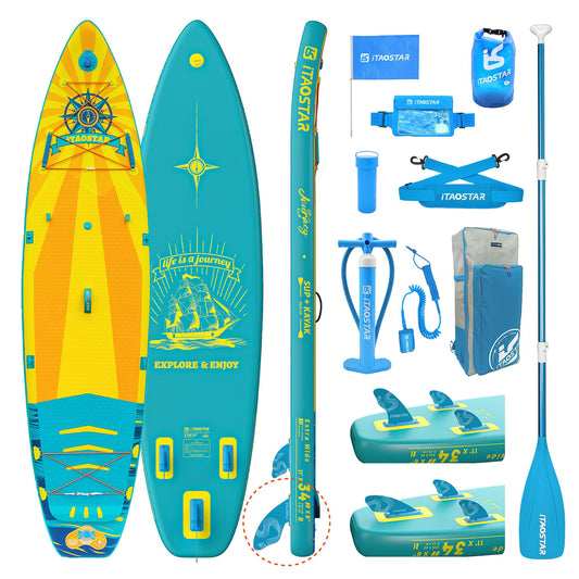 iTAOSTAR J05AA 34" Extra Wide Paddle Board for Better Balance, Inflatable Paddle Boards for Adults/Youth of All Skill LevelsSturdy SUP Board w/Premium Gears