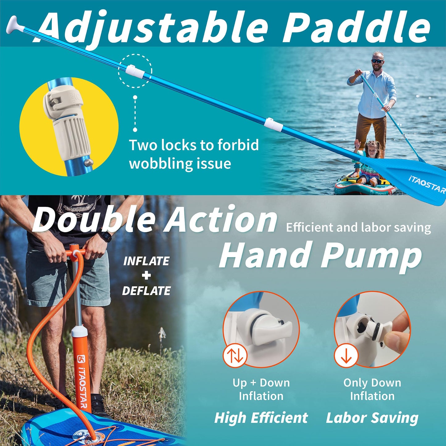 iTAOSTAR J05AA 34" Extra Wide Paddle Board for Better Balance, Inflatable Paddle Boards for Adults/Youth of All Skill LevelsSturdy SUP Board w/Premium Gears