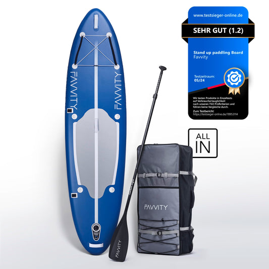 FAVVITY Stand up Paddling Board aufblasbar - Stilvoll [7-Jahre Garantie] ultraleichtes Standup Paddle - SUP Board Set Halb-Carbon 150kg Allrounder Stand-up - Jetzt SUP kaufen